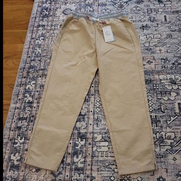 Calme Pants - NWT Calme Johnny Was S Mix‎ Nylon Taper Leg Pant Tan 100475